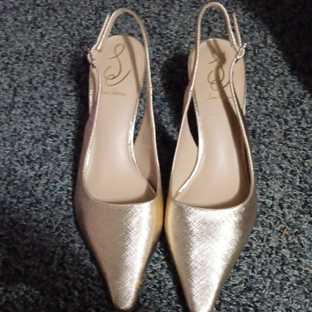 Sam Edelman Gold Textured Slingback Heels